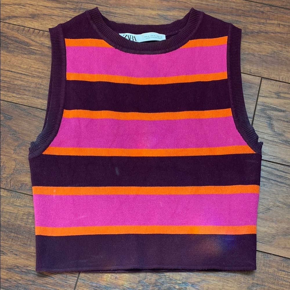 Striped Sleeveless Knit Top